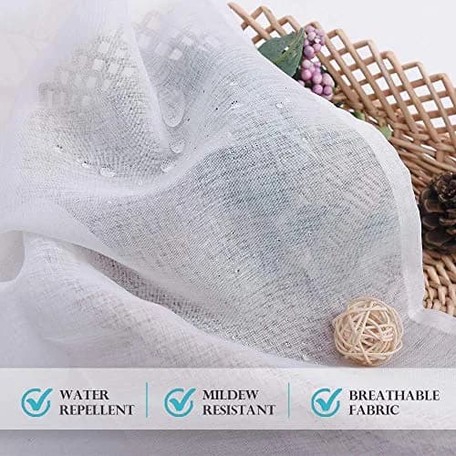 RYB HOME Sheer Outdoor Curtains 54"x108" | Linen Look, Waterproof Privacy, 2 Panels thumbnail 4