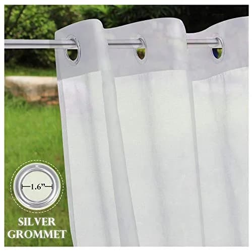 RYB HOME Sheer Outdoor Curtains 54"x108" | Linen Look, Waterproof Privacy, 2 Panels thumbnail 3