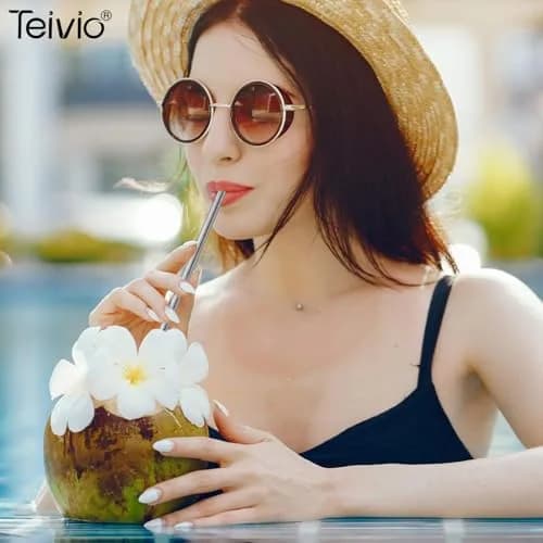 Teivio 8 Piece Stainless Steel Straws for 40 oz Tumbler | 20.3 cm (8mm) Wide Reusable Metal Drinking Straws with Silicone Tips & Cleaning Brush thumbnail 7