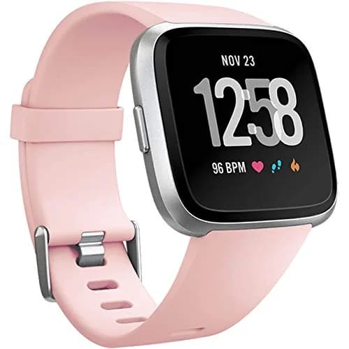 Wepro Sport Bands Compatible with Fitbit Versa 2, Versa Lite, Versa (Small, Pink Sand) | Soft Silicone Replacement Strap thumbnail 1