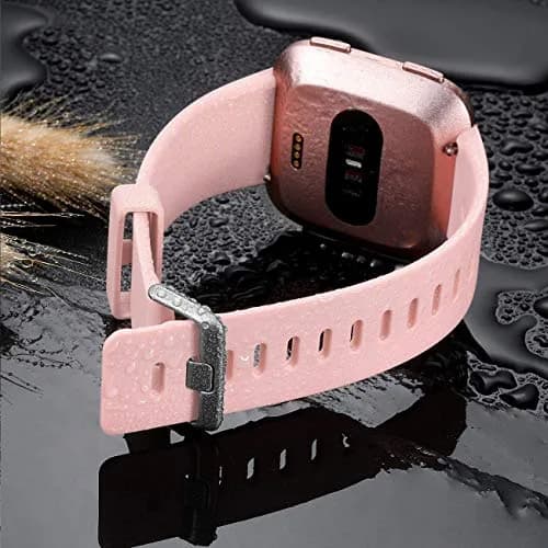Wepro Sport Bands Compatible with Fitbit Versa 2, Versa Lite, Versa (Small, Pink Sand) | Soft Silicone Replacement Strap thumbnail 4