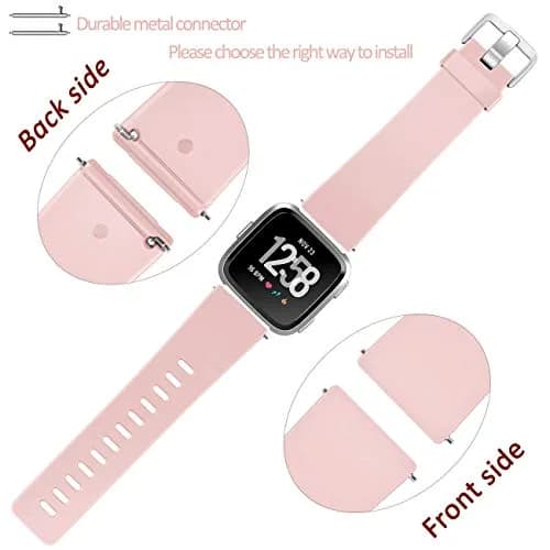 Wepro Sport Bands Compatible with Fitbit Versa 2, Versa Lite, Versa (Small, Pink Sand) | Soft Silicone Replacement Strap thumbnail 6