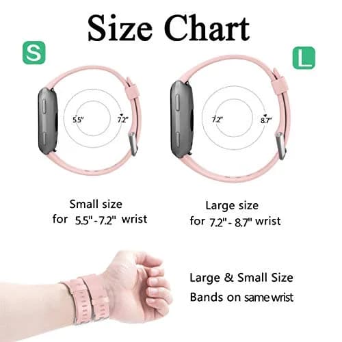 Wepro Sport Bands Compatible with Fitbit Versa 2, Versa Lite, Versa (Small, Pink Sand) | Soft Silicone Replacement Strap thumbnail 7