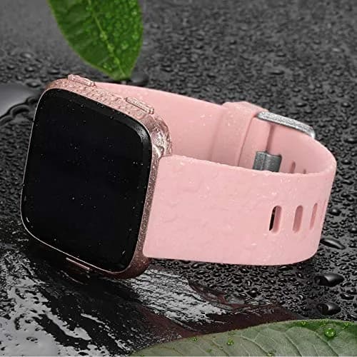 Wepro Sport Bands Compatible with Fitbit Versa 2, Versa Lite, Versa (Small, Pink Sand) | Soft Silicone Replacement Strap thumbnail 3
