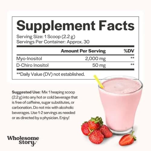 Wholesome Story Myo-Inositol & D-Chiro Inositol Powder 2.33 oz (66g) | Supports Hormonal Balance & Ovarian Function thumbnail 4