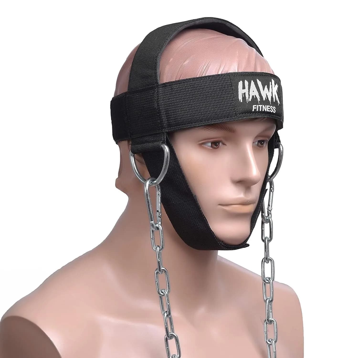 Hawk Sports Neck Workout Harness with Steel Chain for Weightlifting, Black | Supports up to 150 lbs — Black