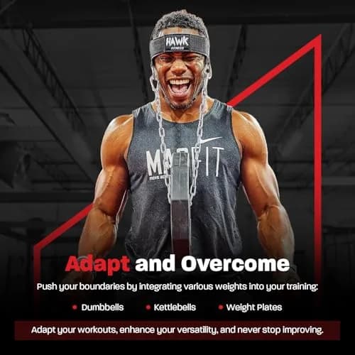 Hawk Sports Neck Workout Harness with Steel Chain for Weightlifting, Black | Supports up to 150 lbs thumbnail 7
