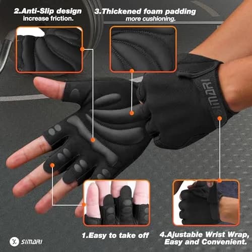SIMARI Breathable Workout Gloves for Men and Women | Padded Weight Lifting Gloves with Great Grip, Full Palm Protection thumbnail 4