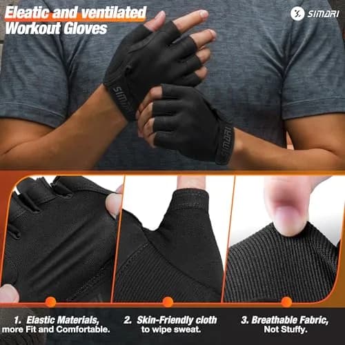 SIMARI Breathable Workout Gloves for Men and Women | Padded Weight Lifting Gloves with Great Grip, Full Palm Protection thumbnail 5