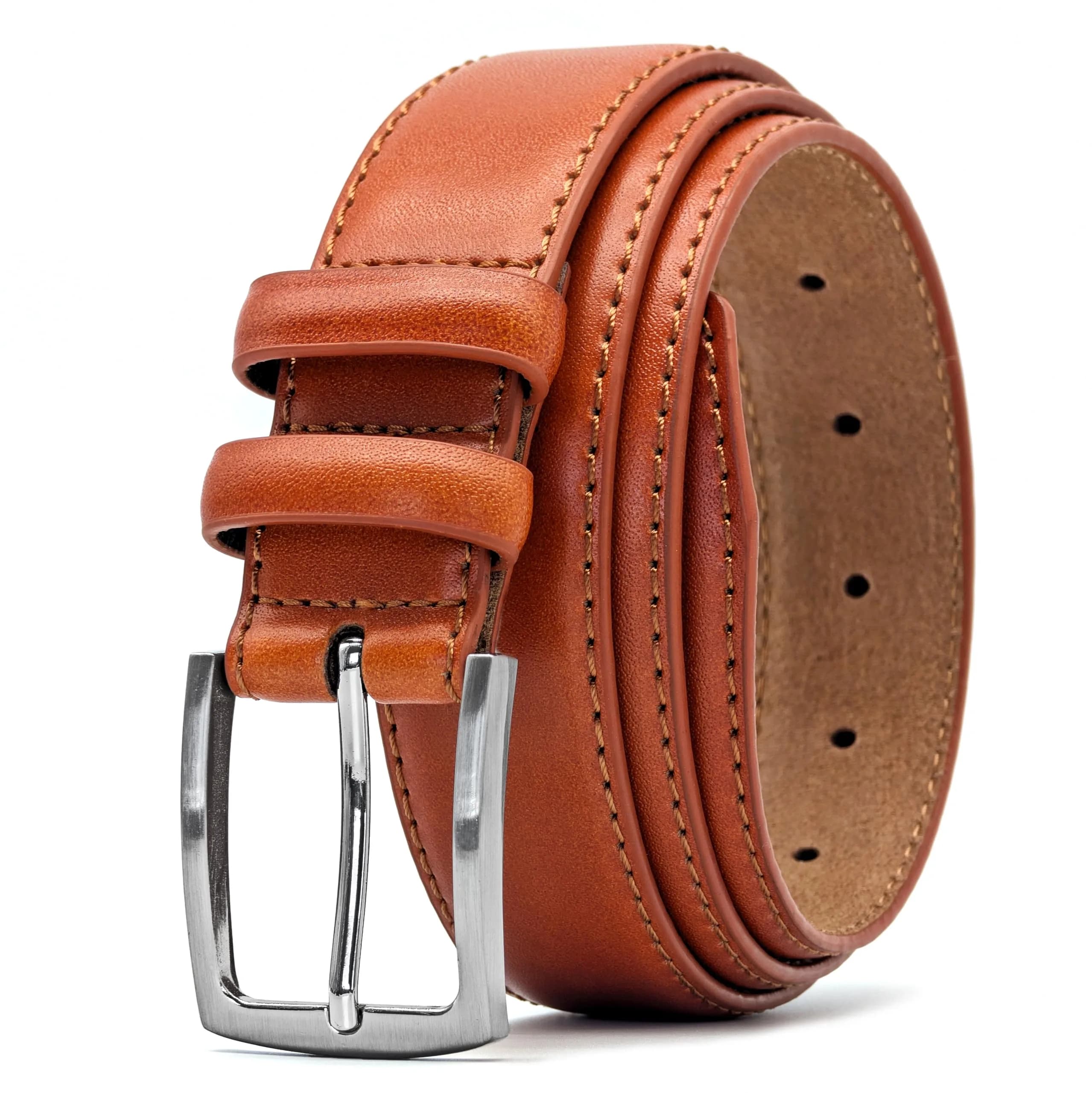 Ashford Ridge Mens 33mm Double Loop Leather Belt -Tan Large | Classic Suit & Jeans Belt