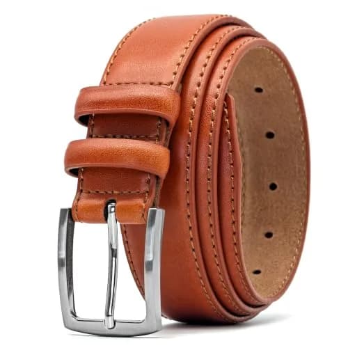 Ashford Ridge Mens 33mm Double Loop Leather Belt -Tan Large | Classic Suit & Jeans Belt thumbnail 1