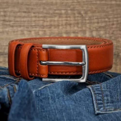 Ashford Ridge Mens 33mm Double Loop Leather Belt -Tan Large | Classic Suit & Jeans Belt thumbnail 6