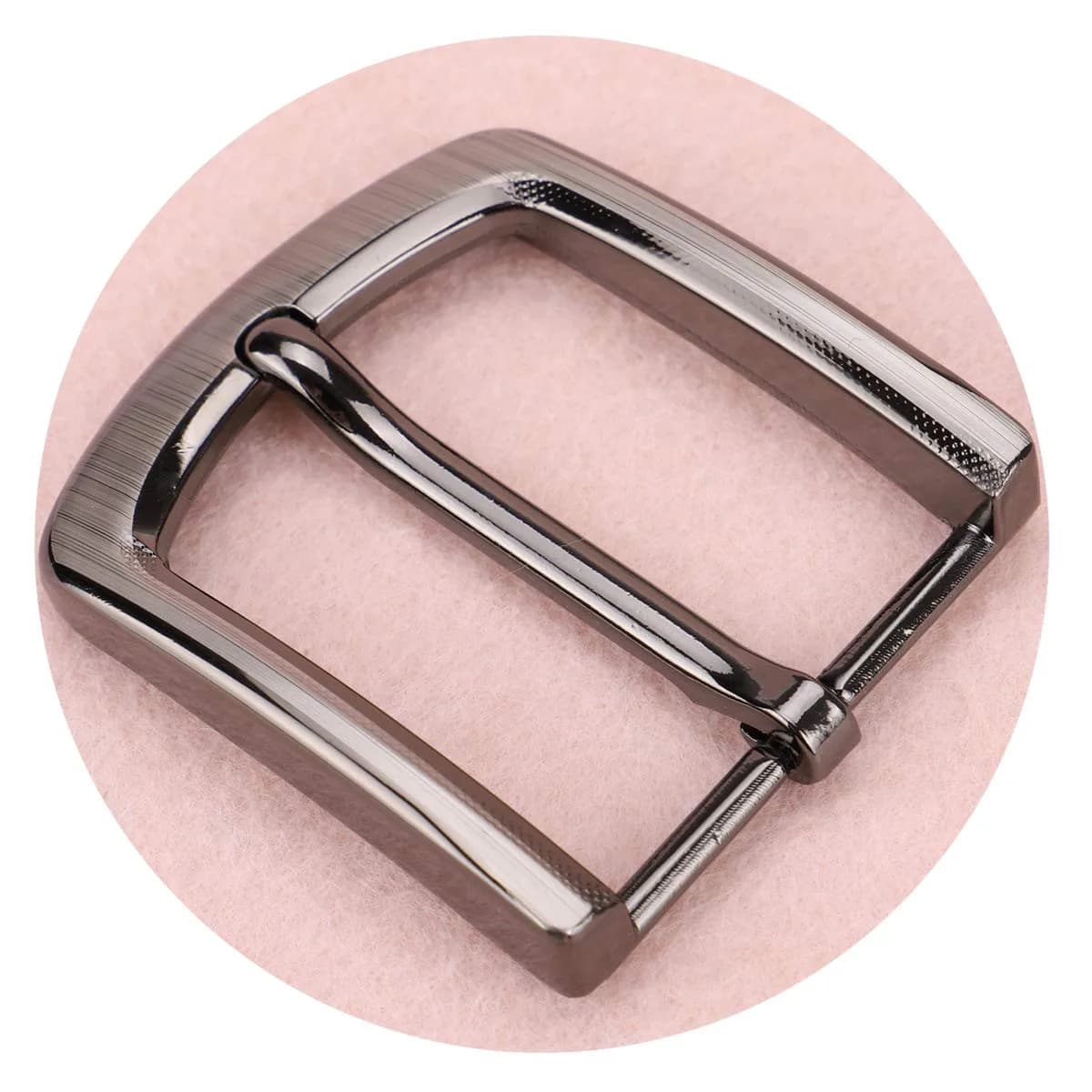 McFanBe Single Prong Square Belt Buckle Replacement 1.5 Inches (38 mm) | Polished Grey Metal - view 2