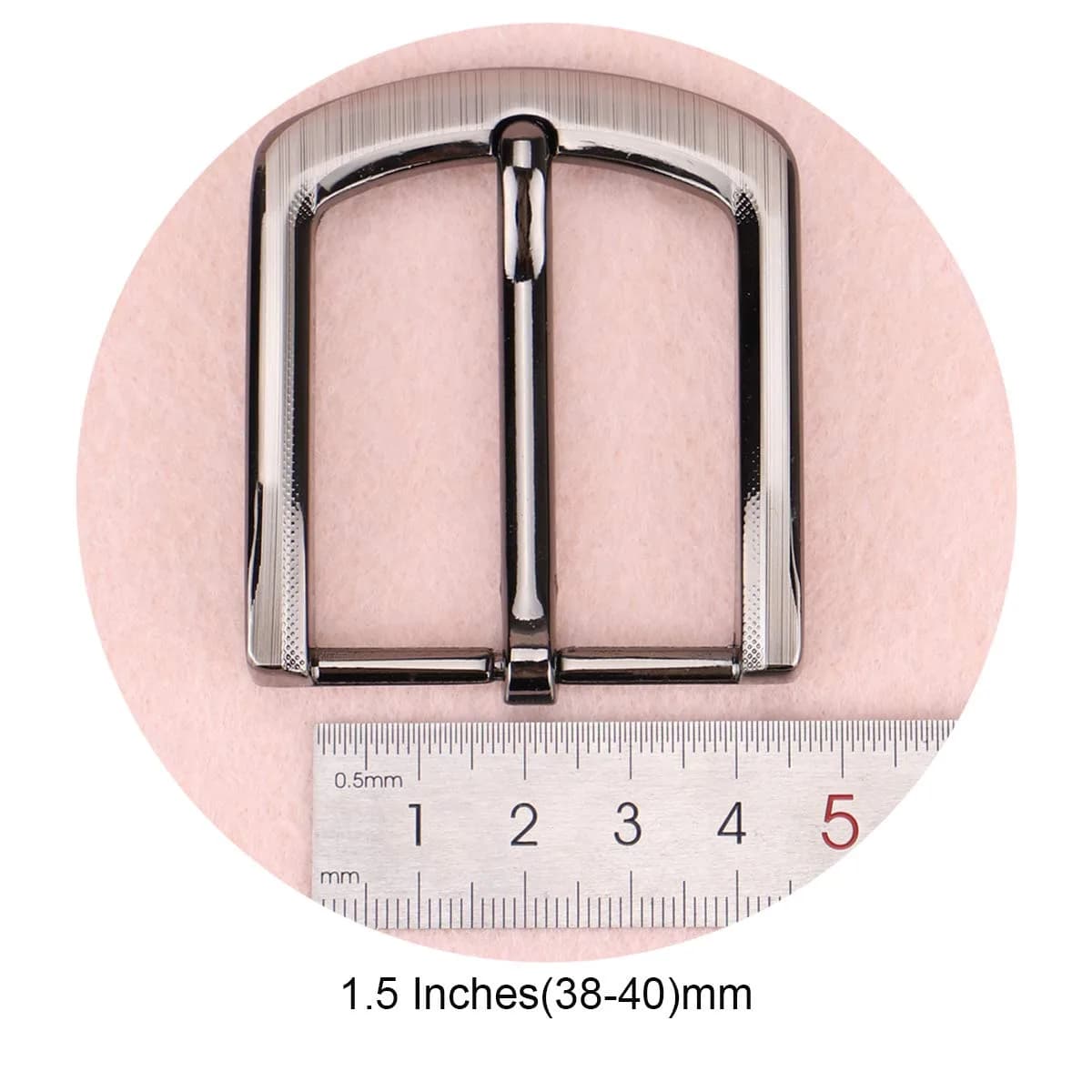 McFanBe Single Prong Square Belt Buckle Replacement 1.5 Inches (38 mm) | Polished Grey Metal - view 4