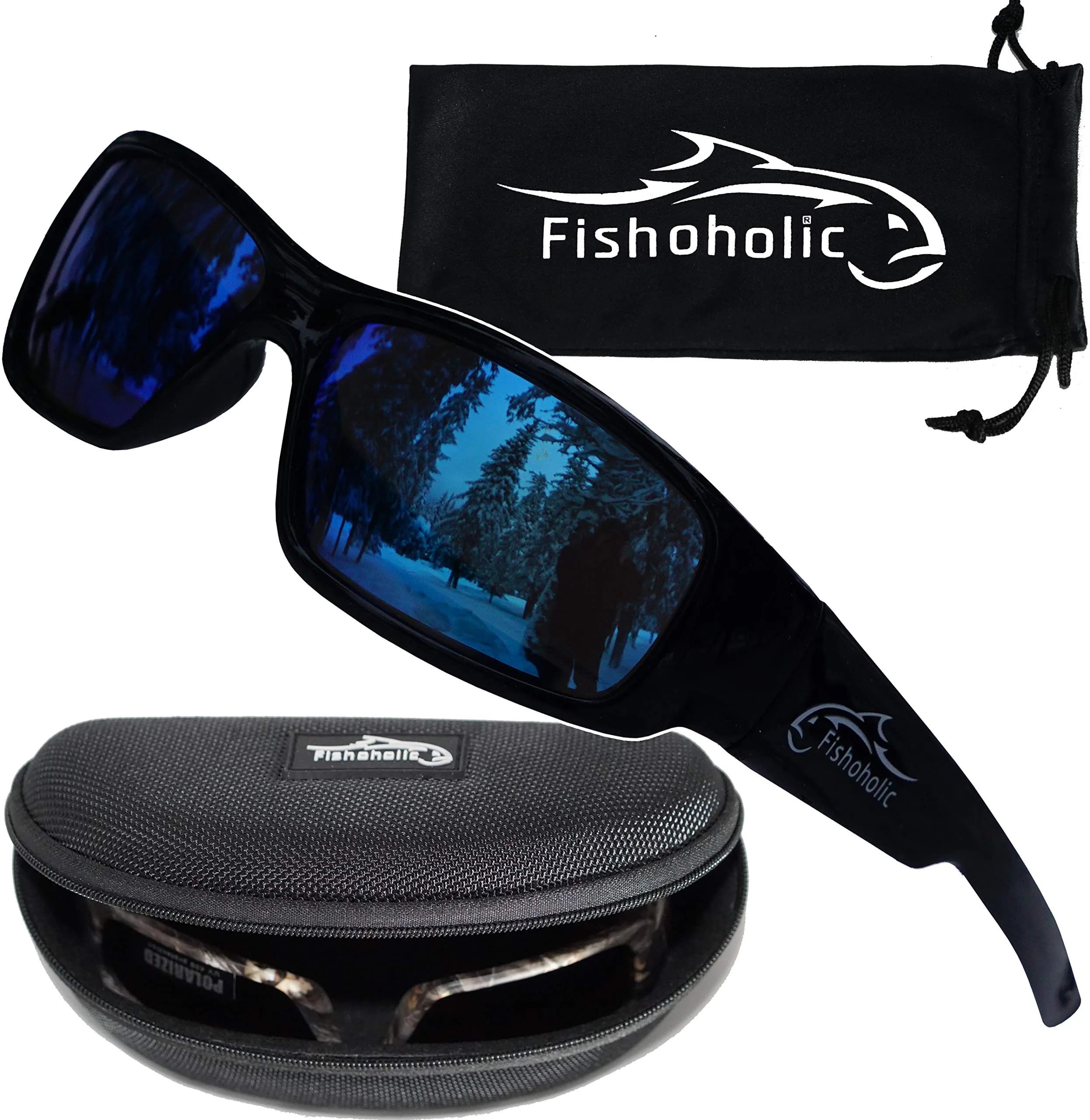 Fishoholic Polarized Fishing Sunglasses Blue Mirror Lens 120mm Arm | UV400 Protection
