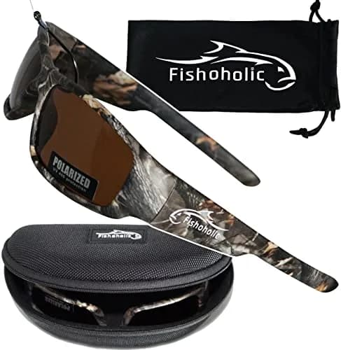 Fishoholic Polarized Fishing Sunglasses Camo Frame Amber Lens 59mm (2.375" Lens Width) | UV400 Protection thumbnail 3