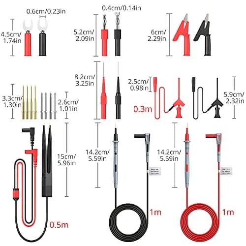 Proster Multi Test Leads Kit - Electrical Multimeter Test Lead Probes | CAT III 1000V, 20A, 3ft Silicon Leads thumbnail 5