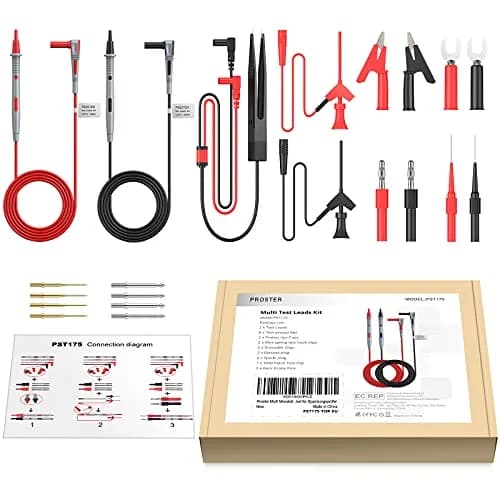 Proster Multi Test Leads Kit - Electrical Multimeter Test Lead Probes | CAT III 1000V, 20A, 3ft Silicon Leads thumbnail 9