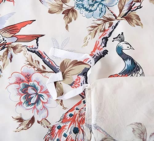Eikei Oriental Garden Majestic Peacock Bird Floral Duvet Cover Twin | Chinoiserie Chic Asian Style thumbnail 4