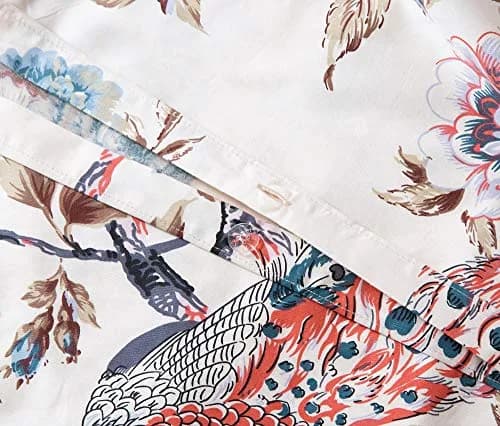 Eikei Oriental Garden Majestic Peacock Bird Floral Duvet Cover Twin | Chinoiserie Chic Asian Style thumbnail 2