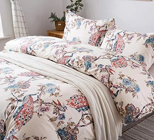 Eikei Oriental Garden Majestic Peacock Bird Floral Duvet Cover Twin | Chinoiserie Chic Asian Style thumbnail 3