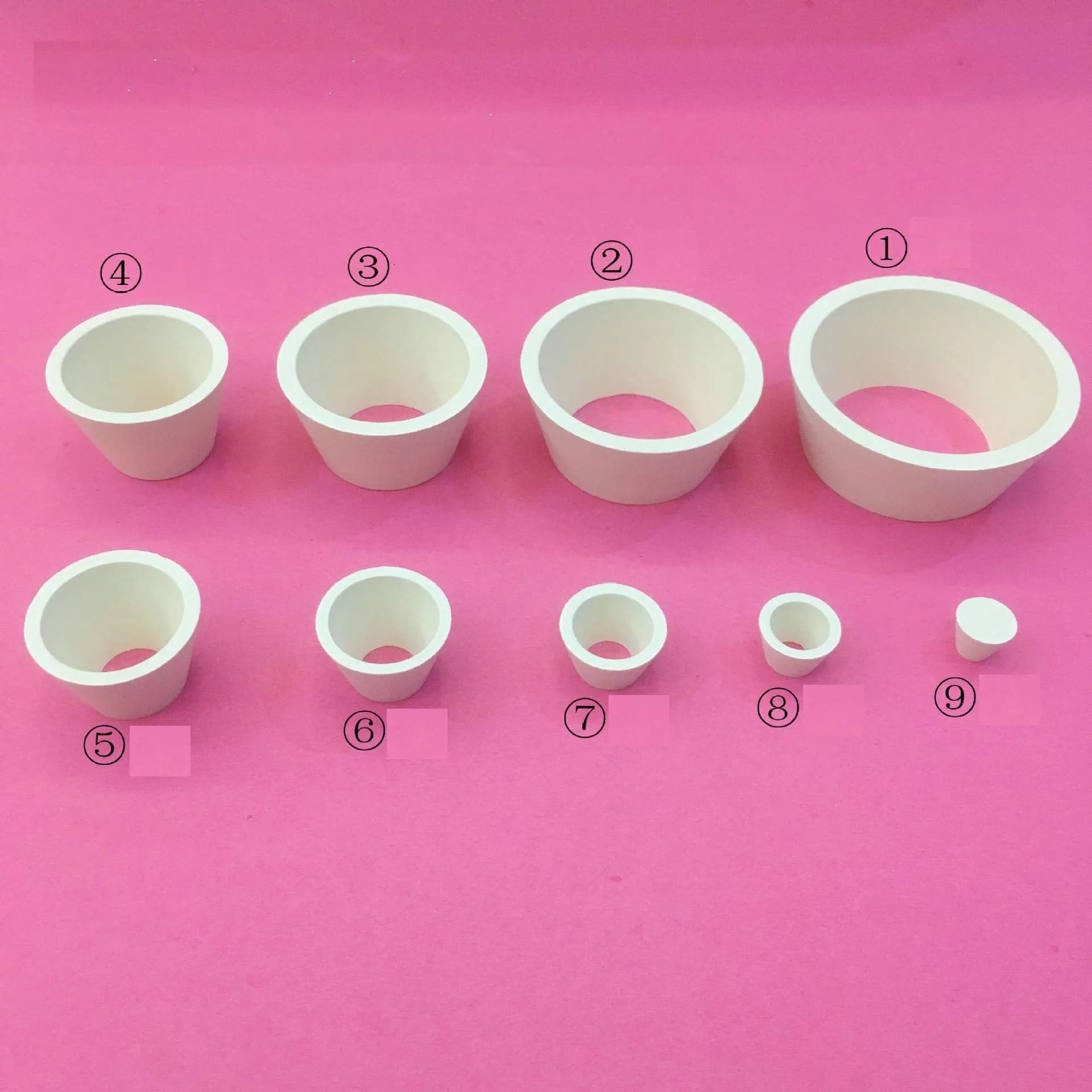 SUCOHANS 9-Piece Rubber Buchner Funnel Adapter Cones Set, 10mm-83.4mm Wide End Diameter | Laboratory Filtration Funnel for Vacuum Filtration - main product image