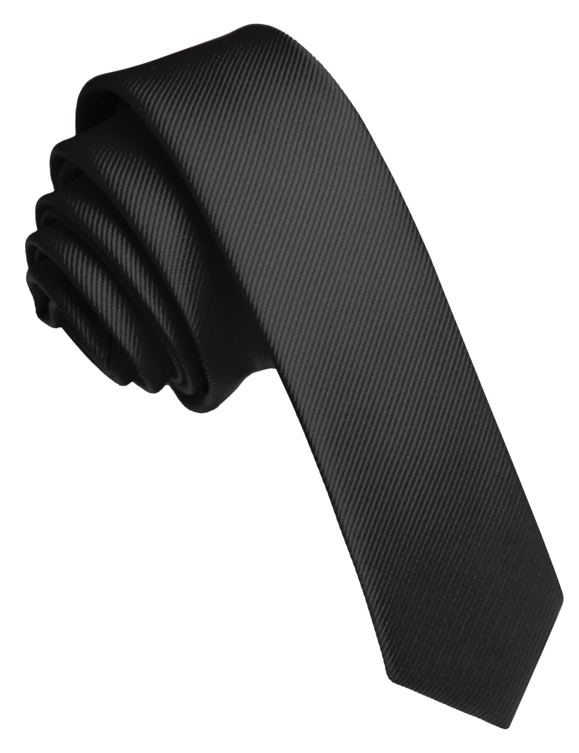JEMYGINS Burgundy Silk Skinny Tie 4cm (1.58") | Business & Party Slim Necktie — Black