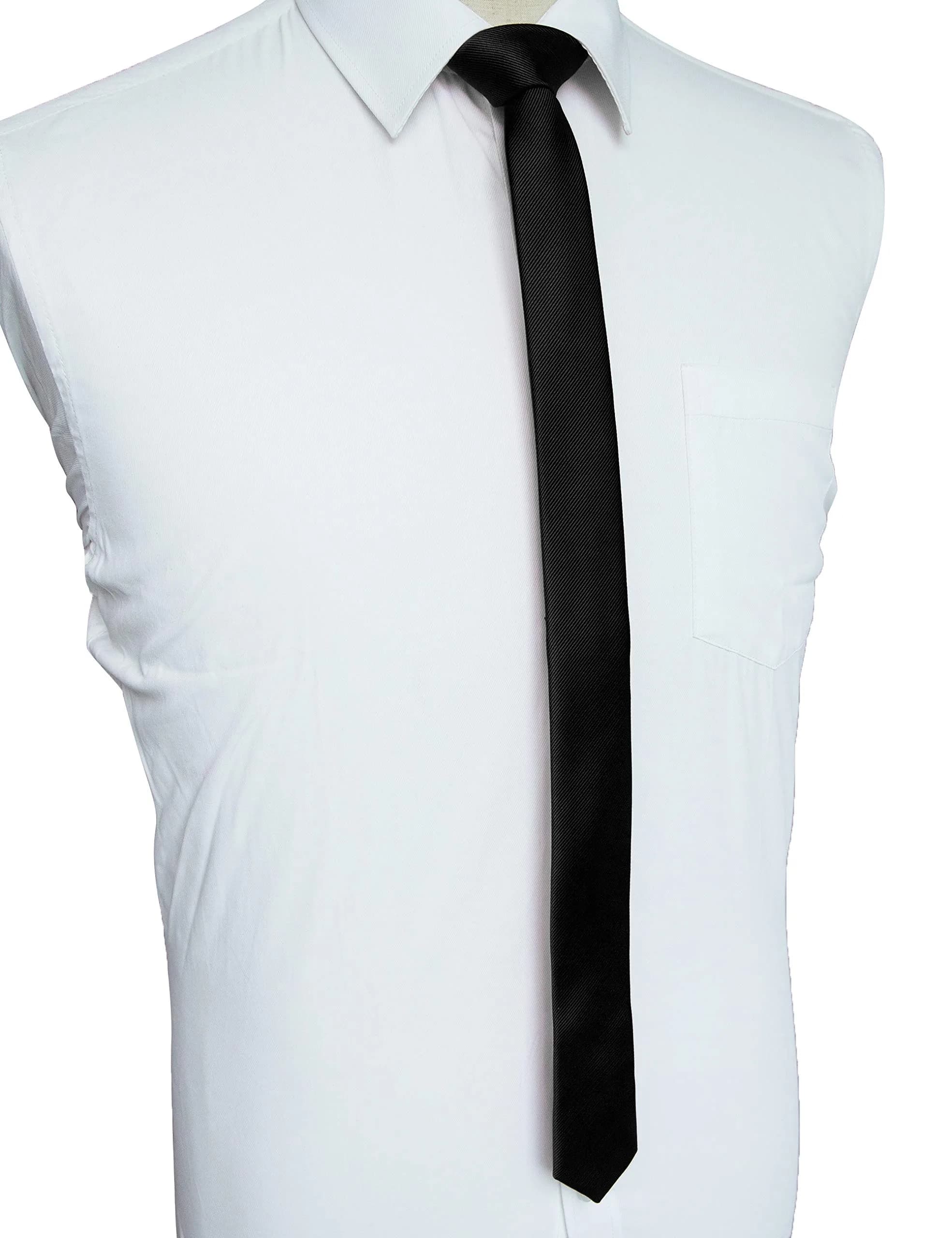 JEMYGINS Black Silk Skinny Tie 4cm (1.58") | Business & Party Wear - view 2