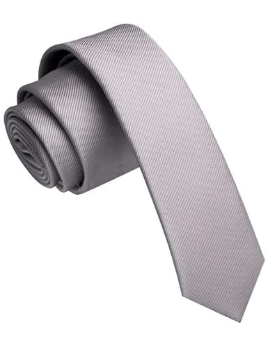 JEMYGINS Grey Silk Skinny Tie 4cm (1.58") | Business & Party Wear thumbnail 1