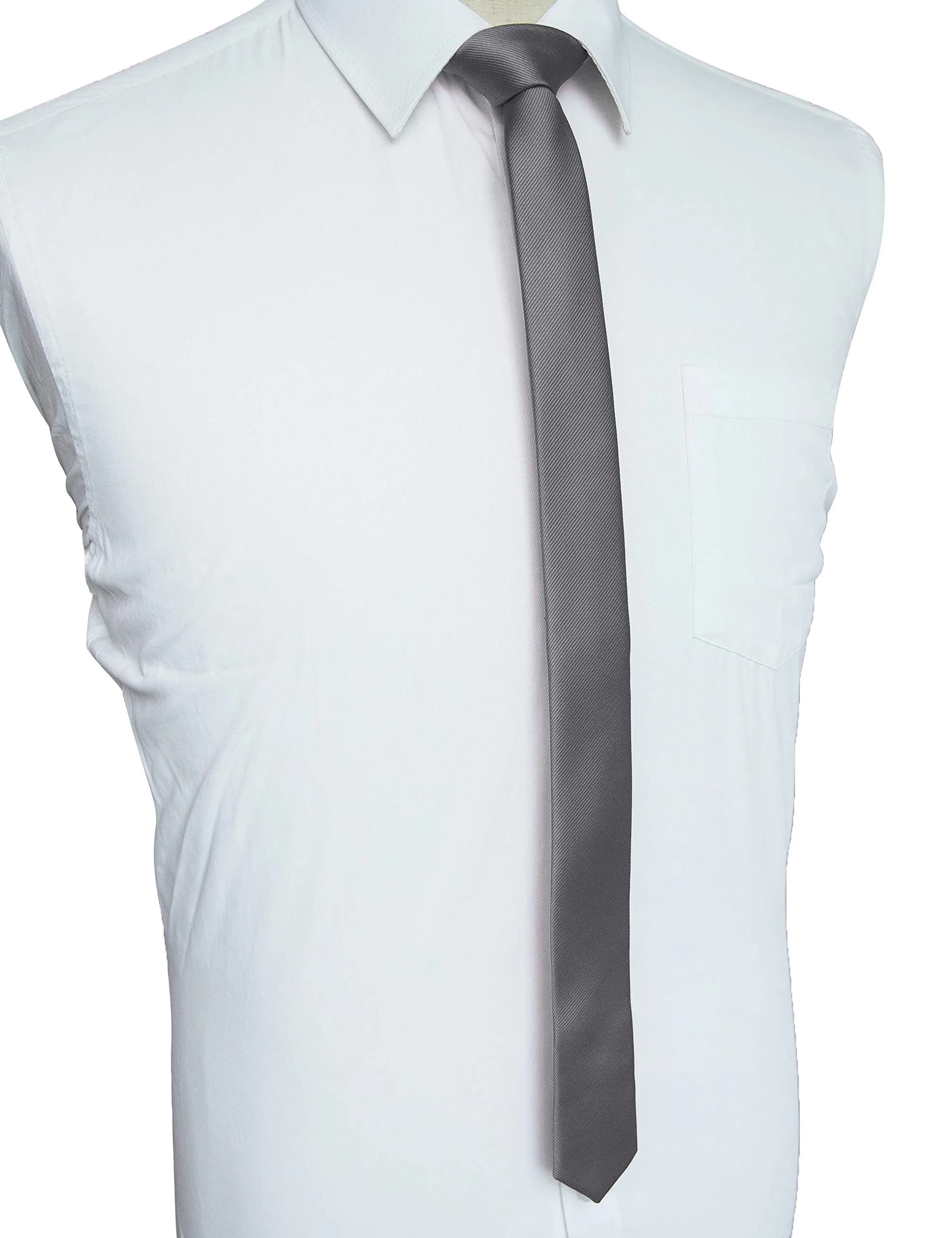 JEMYGINS Grey Silk Skinny Tie 4cm (1.58") | Business & Party Wear - view 2