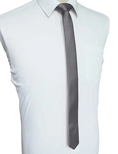 JEMYGINS Grey Silk Skinny Tie 4cm (1.58") | Business & Party Wear thumbnail 2