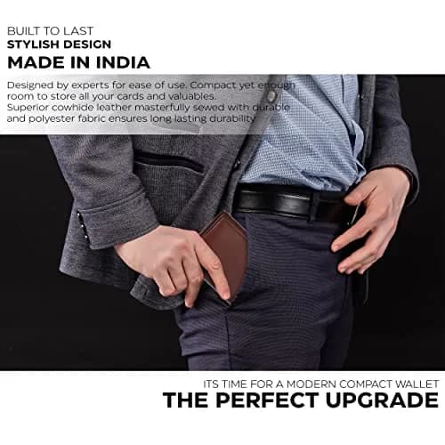 Oak Leathers Leather Mens Trifold Wallet RFID Blocking Slim with ID Window, Gift Box thumbnail 7