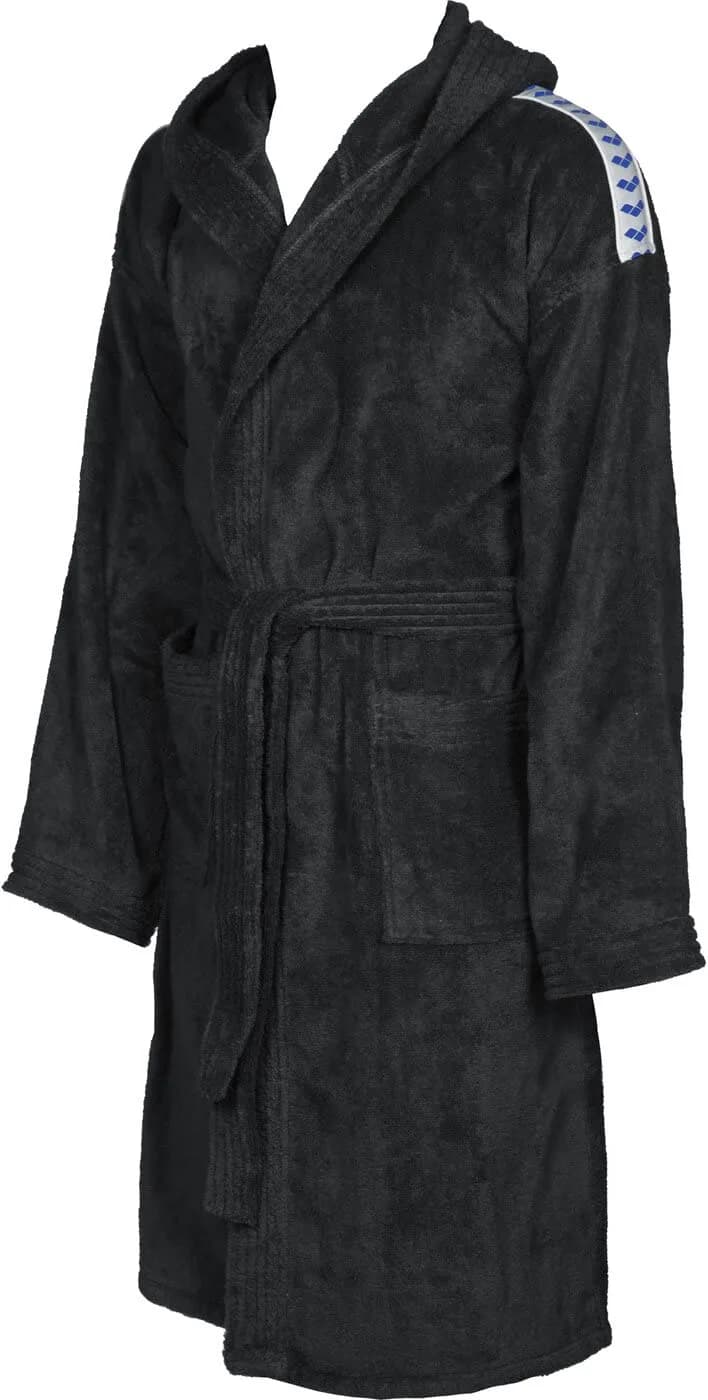 ARENA Unisex Core Soft Robe Bathrobe, Black/White, Small | Ultra Soft Micro Cotton for Wellness & Pool