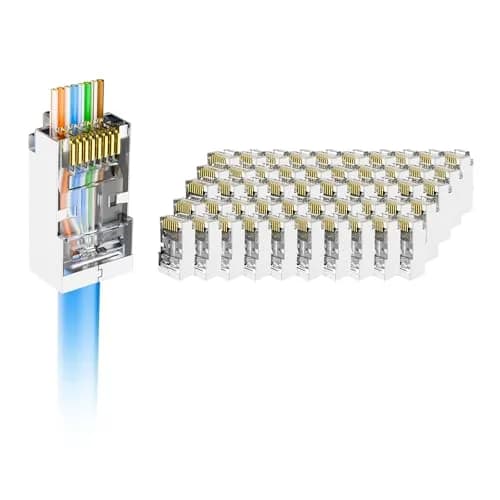 VCE Cat6 Shielded RJ45 Connectors (50-Pack) | 10 Gbps Speed, UL Listed, Pass-Through Design thumbnail 1
