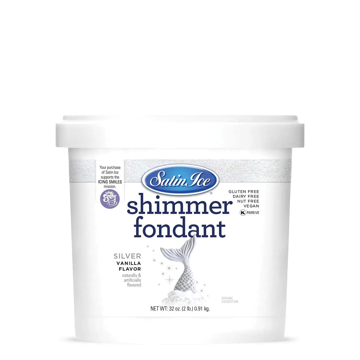 Satin Ice Silver Shimmer Fondant 32 Ounce | Edible Glitter for Cake Decor