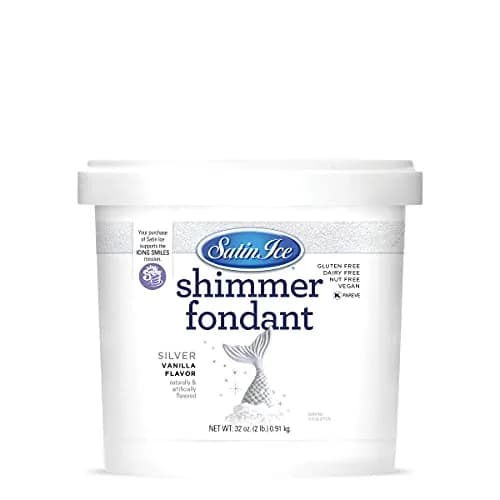 Satin Ice Silver Shimmer Fondant 32 Ounce | Edible Glitter for Cake Decor thumbnail 1