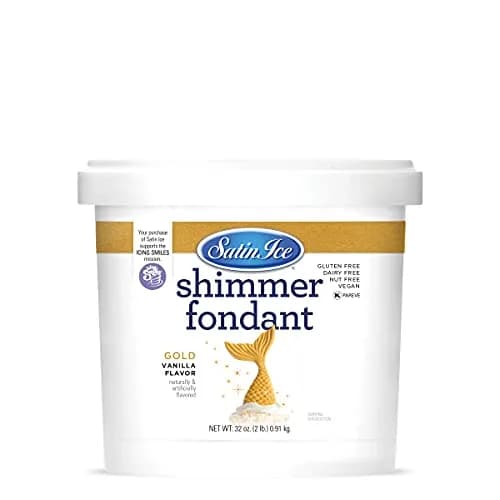 Satin Ice Gold Shimmer Fondant With Edible Glitter 2 Pounds | Vanilla Flavor, Gluten-Free, Nut-Free, Dairy-Free, Vegetarian thumbnail 1