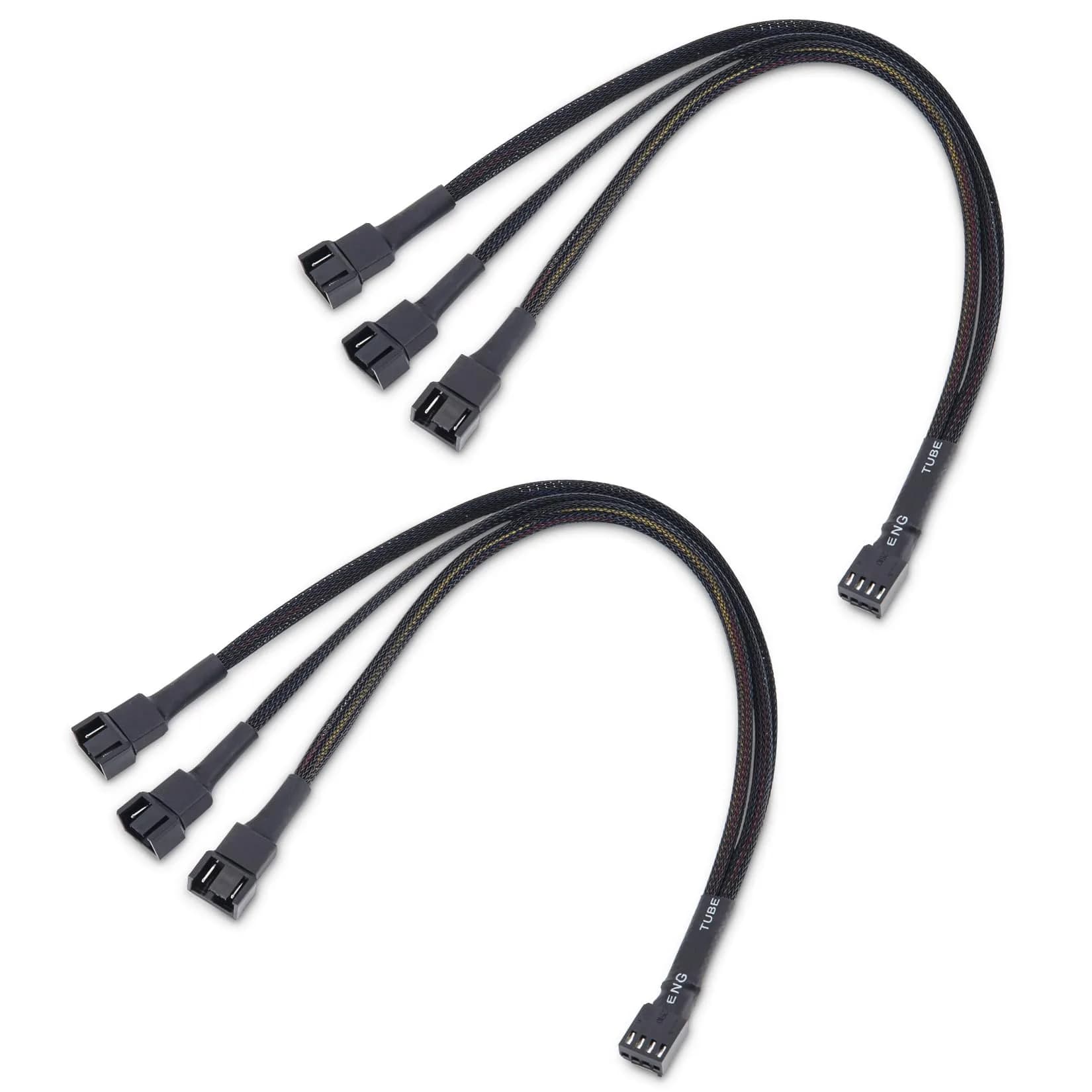 Cable Matters 2-Pack 3 Way 4-Pin PWM Fan Splitter Cable 12 inches | Expand PC Cooling — Black
