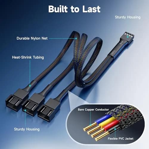 Cable Matters 2-Pack 3 Way 4-Pin PWM Fan Splitter Cable 12 inches | Expand PC Cooling thumbnail 6