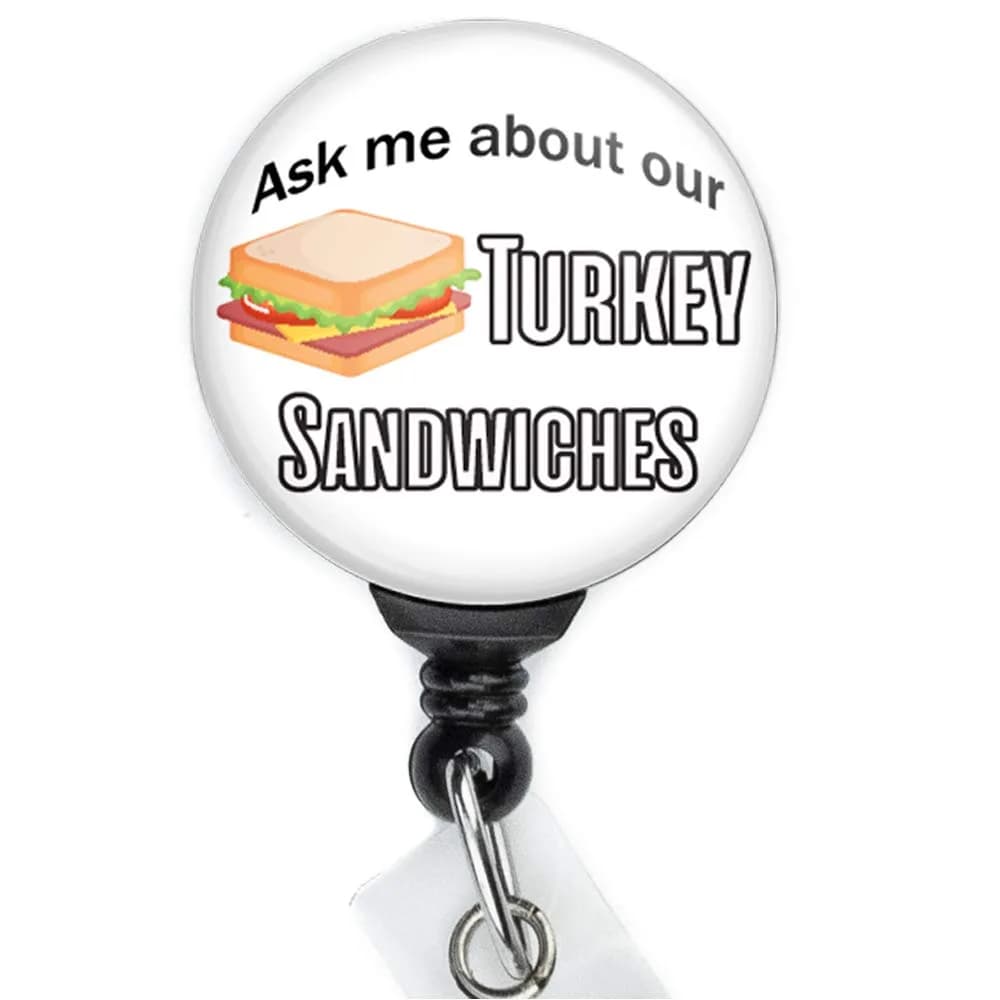 Limeloot Funny Nurse Badge Reel That Sounds Like a Dayshift Problem with 360 Degree Swivel Clip, 86.4cm (34 Inch) Cord — Turkey Sandwich