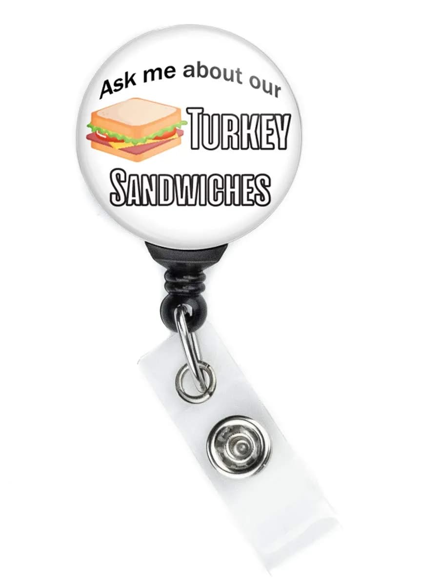 Limeloot Brunette Cringe Doll Turkey Sandwich Nurse Badge Reel with 34" Retractable Cord | Cute ID Holder for Medical Staff - view 2