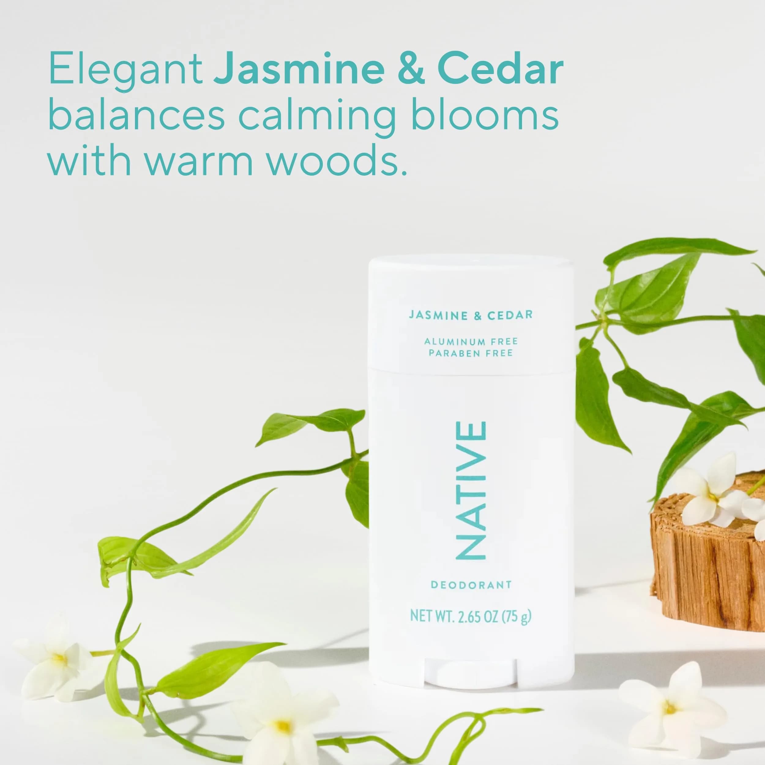 Native Jasmine & Cedar Natural Deodorant Stick 77g (2.65oz) | 72-Hour Odor Control - view 4