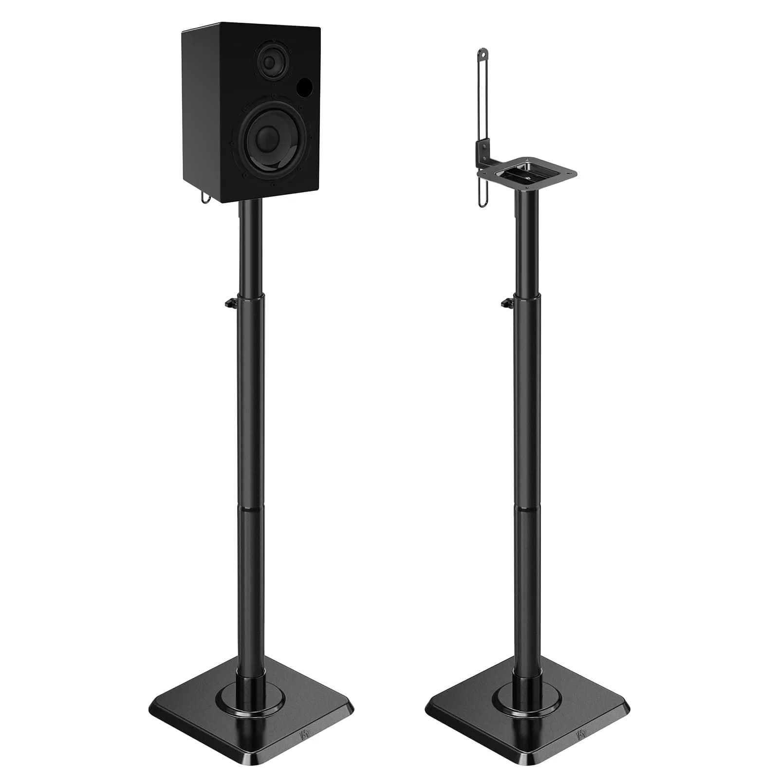 Mounting Dream Height Adjustable Speaker Stands for Bookshelf Speakers | 102cm (40") Max Height, 5kg (11lb) Capacity, Set of 2 — 9.4" W x 18" H Speaker