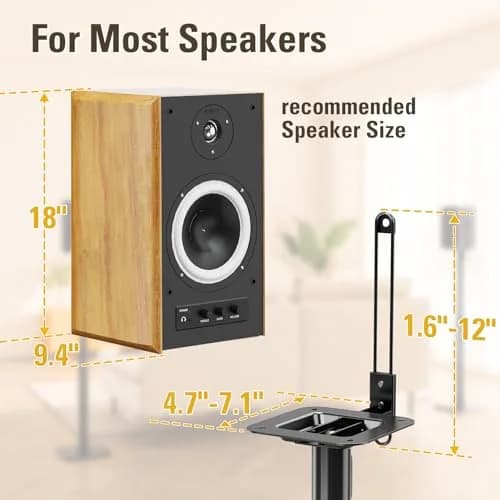 Mounting Dream Height Adjustable Speaker Stands for Bookshelf Speakers | 102cm (40") Max Height, 5kg (11lb) Capacity, Set of 2 thumbnail 3