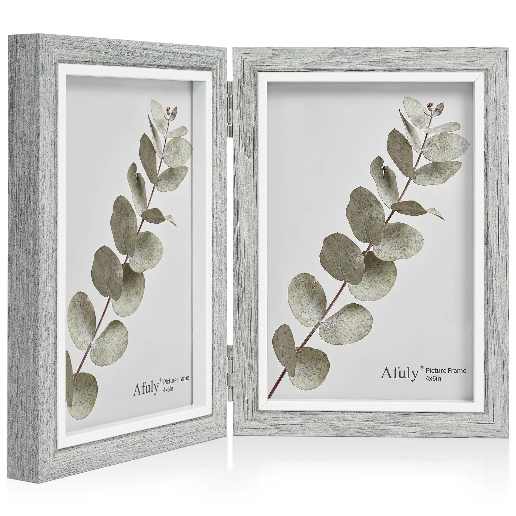 Afuly 4x6 Double Picture Frame Grey | Modern Wall & Tabletop Decor (70-120 chars)