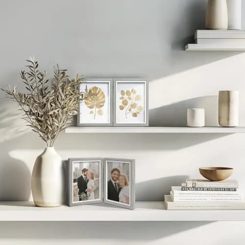 Afuly 5x7 Double Picture Frame Grey | Elegant Wall & Tabletop Decor (70-120c) thumbnail 4