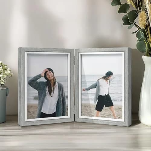 Afuly 5x7 Double Picture Frame Grey | Elegant Wall & Tabletop Decor (70-120c) thumbnail 5