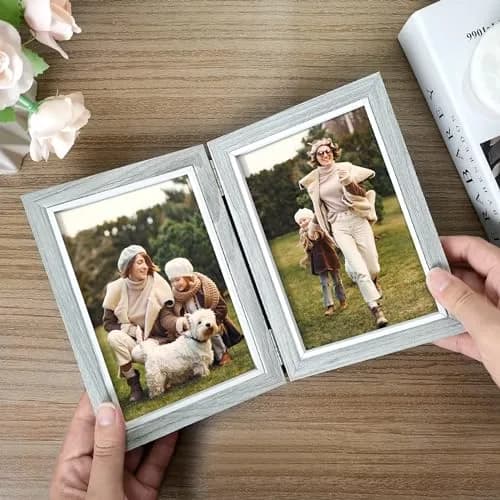 Afuly 5x7 Double Picture Frame Grey | Elegant Wall & Tabletop Decor (70-120c) thumbnail 8