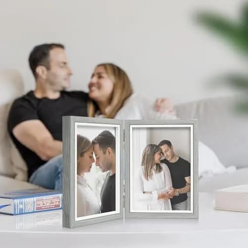 Afuly 5x7 Double Picture Frame Grey | Elegant Wall & Tabletop Decor (70-120c) thumbnail 2
