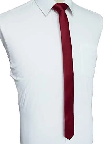 JEMYGINS Burgundy Silk Skinny Tie 4cm (1.58") | Business & Party Slim Necktie thumbnail 2